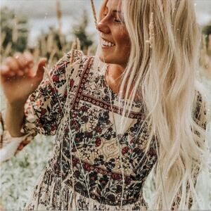 Anthropologie Bhanuni by Jyoti Far Fields Beaded Embellished Floral Midi